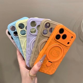 Ốp điện thoại di động có giá đỡ từ tính bằng silicon dễ thương Leopard KT Thích hợp cho iPhone17 16 15 14 13 12 11 Pro Max Bảo vệ Camera chống sốc Vỏ mềm chống rơi