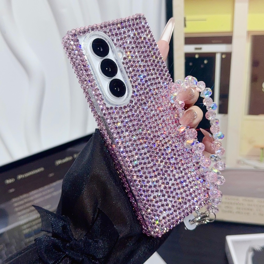 Dành cho Samsung Galaxy Z Fold 7 6 5 4 3 Vỏ bảo vệ kim cương giả lấp lánh độc đáo. Dành cho Galaxy Z Fold7 Nó có vỏ độc đáo. Đó là vỏ điện thoại chống sốc có dây đeo cổ tay.