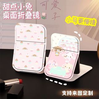 Món Tráng Miệng Thỏ Dễ Thương Có Thể Gập Lại Gương Trang Điểm Lưu Trữ Sinh Viên Di Động Ký Túc Xá Máy Tính Để Bàn Di Động Gương Trang Điểm O5B7