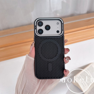 Tản nhiệt tổ ong từ tính thích hợp cho vỏ điện thoại iPhone 17 Promax, giá đỡ khung Apple 16, nắp chống rơi màu cam mờ 15Pro mới