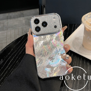 Ốp điện thoại hình lá thiếc lấp lánh cửa sổ lớn sang trọng phù hợp cho iPhone 13 14 15 16 17 Pro Max bao gồm tất cả vỏ silicon chống rơi