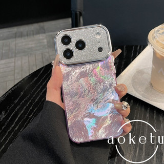 Ốp điện thoại hình lá thiếc lấp lánh cửa sổ lớn sang trọng phù hợp cho iPhone 13 14 15 16 17 Pro Max bao gồm tất cả vỏ silicon chống rơi