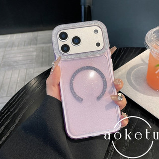 Ins Wind Triple Flash Ống kính màu hồng Lỗ lớn Thích hợp cho Apple 17 Promax Vỏ điện thoại từ tính iPhone 16 Mới 15 Pro Trong suốt dành cho nữ 14 Premium 13 Vỏ bảo vệ chống rơi