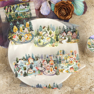 JIANWU 80mm * 200cm Vintage Bắc Âu Cottage Nhà Vật Liệu Phong Cảnh Cắt Băng Thêu Sò PET Sáng Tạo DIY Tạp Chí Văn Phòng Phẩm