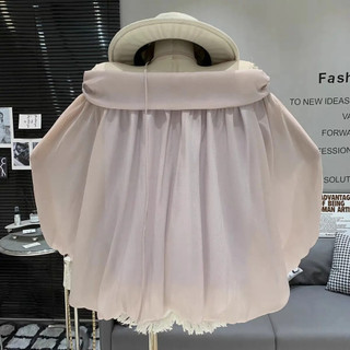 Áo Top Một Vai Rời Ba Chiều Hoạ Tiết Hoa Bud Phù Hợp Xuân Thu, Phong Cách Pháp Dài Tay, Sang Trọng