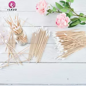 Springevenstar 100 chiếc tăm bông y tế 6 '' tay cầm bằng gỗ dài chắc chắn bông bôi tăm q-tip Springevenstar