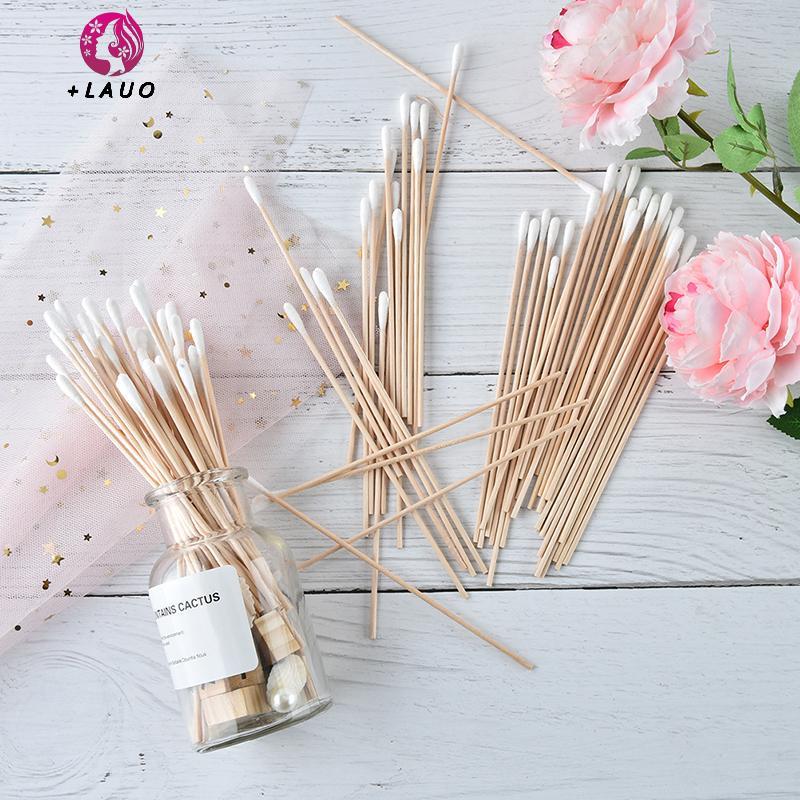 Springevenstar 100 chiếc tăm bông y tế 6 '' tay cầm bằng gỗ dài chắc chắn bông bôi tăm q-tip Springevenstar