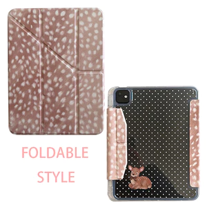 Vỏ Cứng Y Gấp Da Hươu Dễ Thương Cho Mini6 Mini7 A17Pro IPad 5 6 7 8 9 10 11 A16 Air 2 3 4 5 6 7 Air 11 M2 M3 Pro10.5 Pro11 2020 2021 2022 Pro13 M4 M5 2024 Khe cắm bút chì 2025