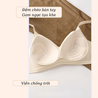 Áo lót nữ su không lộ viền VANVENE AL106, không gọng, áo ngực đệm mỏng bàn tay 1cm ôm gom nâng ngực