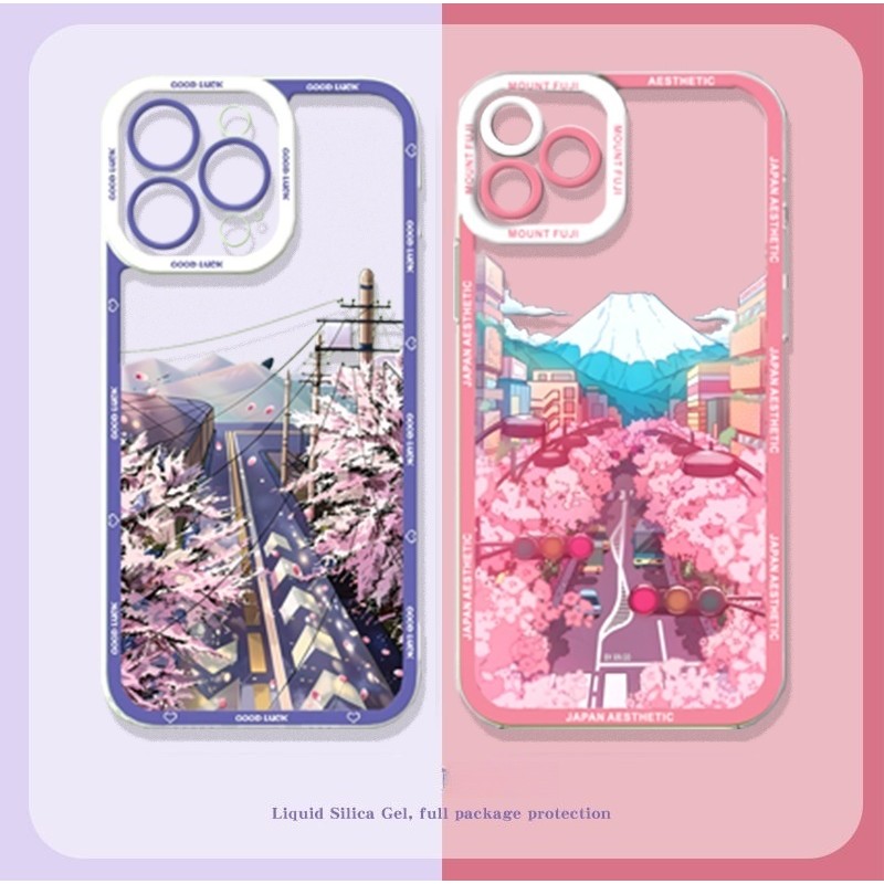 Nhật Bản Anime Mount Fuji Street Phong Cảnh Điện Thoại Di Động Dành Cho IPhone 17 AIR 17 11 15 Pro Max Plus Vỏ Mềm Trong Suốt Silicon