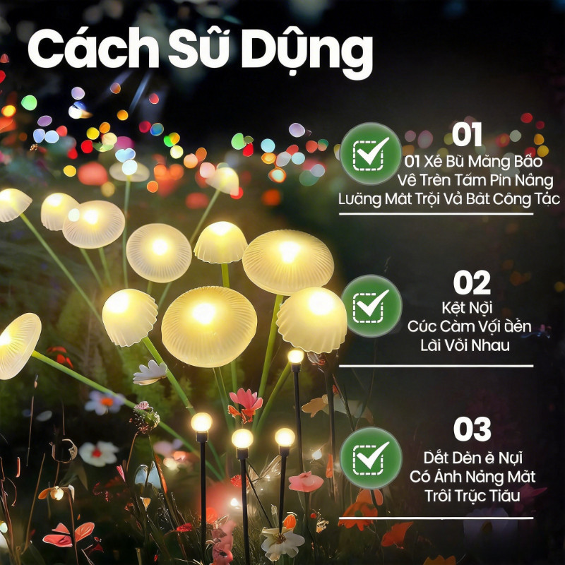 Vào Ánh Sáng Sứa Nấm Bãi Cỏ,Đèn Cắm Mặt đất Năng Lượng Mặt Trời,trang Trí Sân Vườn Ngoài Trời, Chống Nước IP65