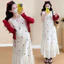 Bộ đồ bà bầu mùa xuân gồm váy và áo cardigan chống nắng, thiết kế hai mảnh