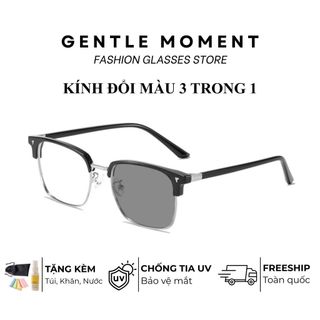 Kính đổi màu GENTLE MOMENT nam nữ chống tia UV chống ánh sáng xanh thời trang phong cách Clubmaster GMX159