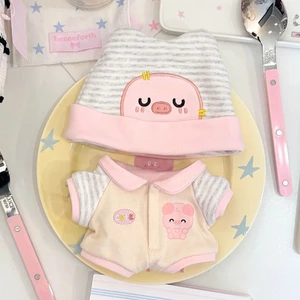 10cm20cm Quần Áo Bé Búp Bê Cotton Quần Áo Dễ Thương Búp Bê Búp Bê Mũ Jumpsuit Hai Mảnh Thay Thế Bộ