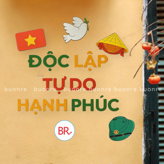 [HỎA TỐC HCM] Set trang trí Việt Nam tỏa sáng, set decor hoa cúc họa mi, cờ dây, chữ gỗ 30/4, 2/9, phụ kiện trang trí