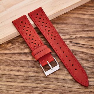 Nhiệt đới Lớp đầu tiên Top-grain Dây đeo đồng hồ da thật 18mm 19mm 20mm 21mm 22mm 24mm Lỗ thông hơi thoáng khí Thay thế dây đeo cổ tay cho nam nữ Thể thao Rally Racing