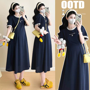 Trang phục bà bầu Xuân Hè Áo thun ngắn tay dáng rộng