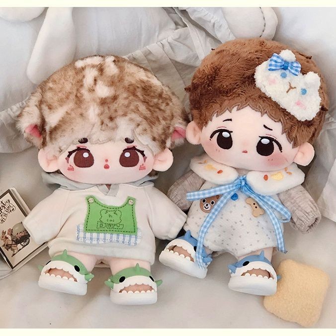20cm Cotton Búp Bê Bé Giày Béo Cơ Thể Mang Giày Hoạt Hình Cá Mập Dép 15cm Búp Bê Đứng Được Phụ Kiện