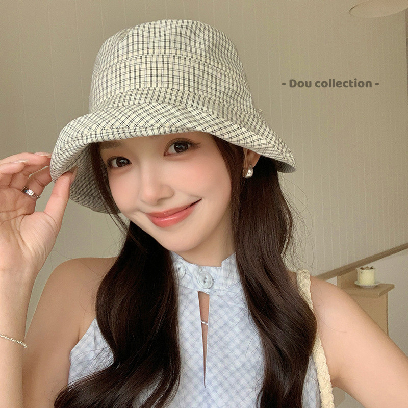 Mũ Bucket Kẻ Caro Retro RICHOUSE Phối Nơ Xinh Xắn Phong Cách Tiểu Thư Thời Trang Mùa Hè
