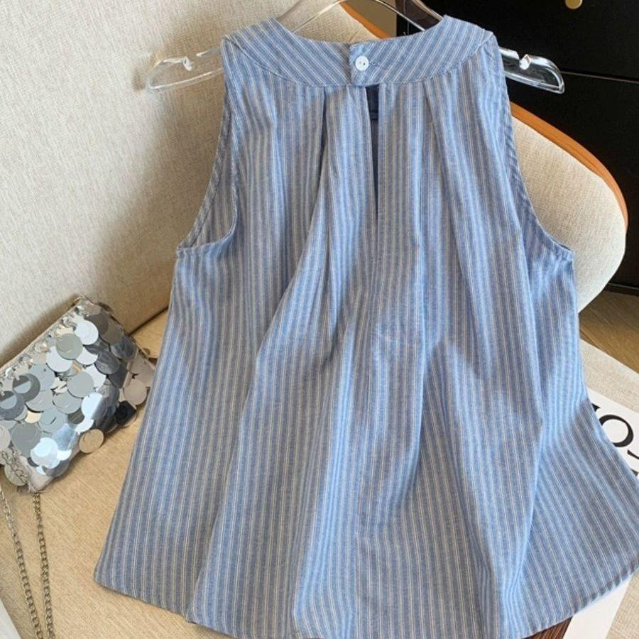 Áo vest dáng rộng sọc phong cách Hàn Quốc, phù hợp mùa hè