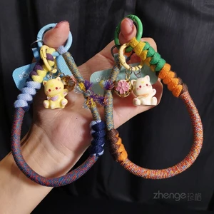 Điện Thoại Di Động Dây Đeo Cổ Tay Ngắn Dễ Thương Mặt Dây Chuyền Dệt Tay Retro Niche Cao Cấp Phong Cách Dân Tộc Sử Dụng Ngoài Trời