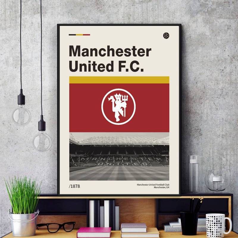 Football Club Logo Canvas Poster Premier League Chelsea Liverpool Man Utd Man City Barcelona Wall Art for Living Room Decor Unframed