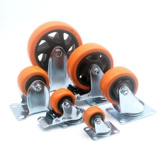 Bánh xoay DUSKGLOW, Bánh xe nội thất PVC bánh xe 3 "/ 4" / 5 '', Má phanh Blackheart Mặt cam hai trục thay thế bánh xe