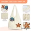 Túi đeo vai dệt kim nữ Sequined Seashell Starfish Patch Tote dệt lớn