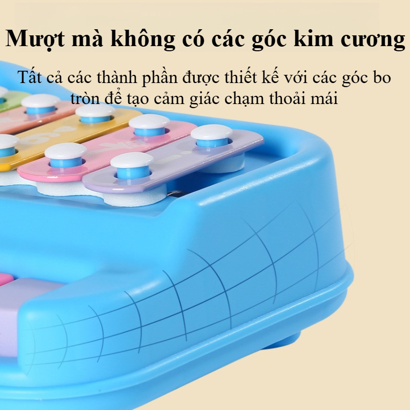Đàn Gõ âm Nhạc 8 Nốt Cho Bé – Đồ Chơi Dạy Bé Nhận Biết âm Thanh, Nhựa An Toàn, Kèm Dùi Gõ Và Thẻ Nhạc, Nhựa ABS An Toàn
