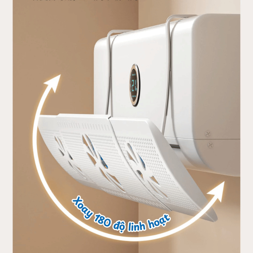 Tấm Chắn Gió Điều Hòa 3 Cánh Quạt Xoay 180 Độ, Kéo Giãn 52-86cm DINO Cản Gió Máy Lạnh Cho Cả Nhà