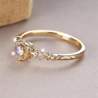 Nhẫn cưới đơn giản màu vàng zircon phong cách vintage Hàn Quốc, trang sức thời trang, quà tặng