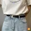 Thắt lưng mỏng nữ retro với dây da và hợp kim màu xanh, phù hợp trang trí cho váy hàng ngày