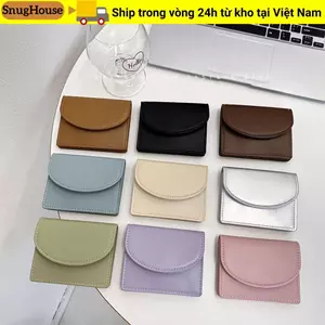 Ví đựng tiền xu SNUGHOUSE, Ví nữ nhỏ cầm tay, Túi đựng tiền bằng da PU dung tích lớn màu Dopamine dành cho nữ