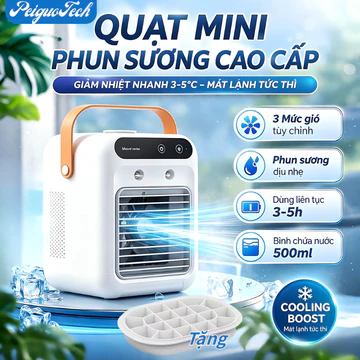 【Tặng Kèm Khay Làm Đá】Quạt Điều Hòa Phun Sương Mini Dung Tích 500ml Quạt Điều Hòa Hơi Nước Để Bàn Làm Việc