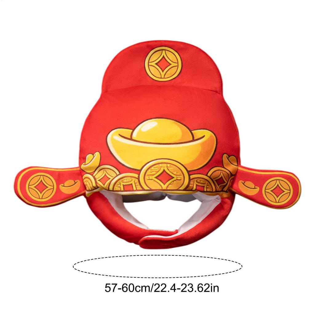 Chinese God of Wealth Hat Plush Cosplay Headgear Photo Booth Headgear for Halloween Costume Parties Comic gelhvn