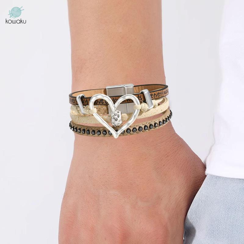 Vòng tay đính cườm thủ công nhiều lớp có khóa, phù hợp cho bữa tiệc của bé gái tuổi teen
