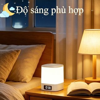 【BabyJoy】đèn ngủ để bàn tích điện đồng hồ led điều khiển từ xa 3 màu chỉnh sáng cho phòng ngủ trẻ
