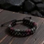 Vòng tay đính cườm đá quý Unisex - Dây Macrame hạt đen Garnet Labradorite - Bảo vệ tâm linh Tâm trí sắc bén