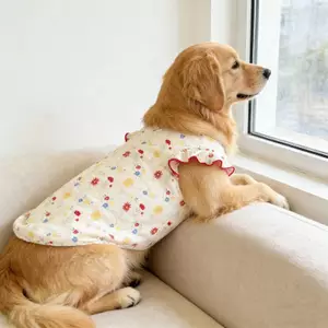 【Ready Stock】 Pet Dog Clothes Floral Flounce Super Cute Sweet Thin Vest Golden Retriever Spring and Summer Refreshing Clothing LP9x