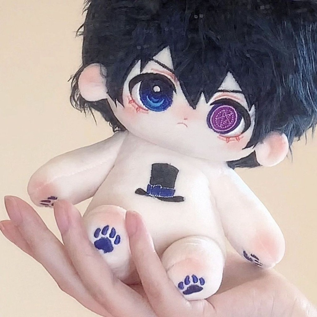 Black Butler Bo Sauce Cotton Doll 20CM Búp bê bé trai có giá trị cao Búp bê đồ chơi sang trọng Búp bê quạt hai chiều Quà tặng 4.22