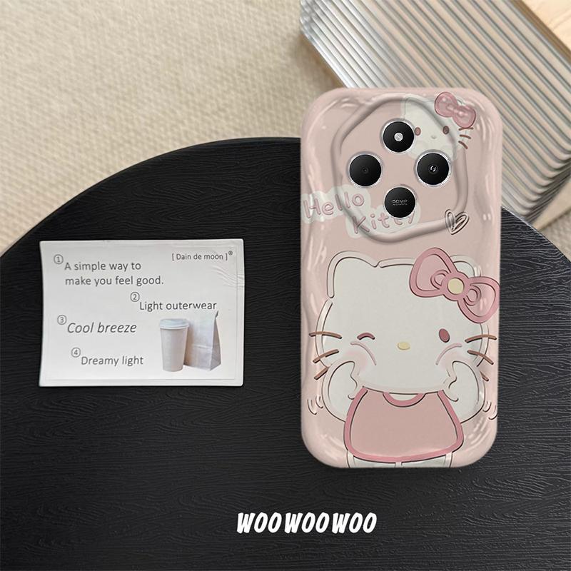 Vỏ Cho Redmi 14C POCO C75 Phim Hoạt Hình Kem Cặp Đôi Mèo Mềm TPU 3D Sóng Silicon Vỏ Điện Thoại