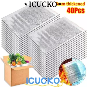 ICUCKO 40 Cái / gói Túi Cách Nhiệt, Túi Giấy Nhôm Ấm Lạnh Băng Dày 3mm, Gấp Nhiệt Thực Phẩm Có Đóng Cửa Túi Làm Mát Giao Hàng