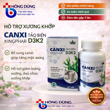 Viên uống Canxi tảo biển D3 k2 Kingphar 3- Hộp 60 viên,Bổ sung Canxi Hữu cơ, ngừa loãng xương