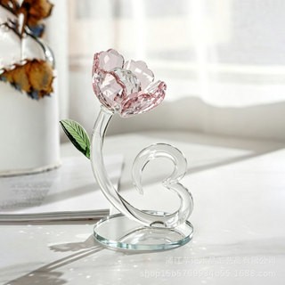 Đồ trang trí pha lê hình trái tim hoa Begonia sáng tạo, thủ công, trang trí phòng khách/phòng ngủ
