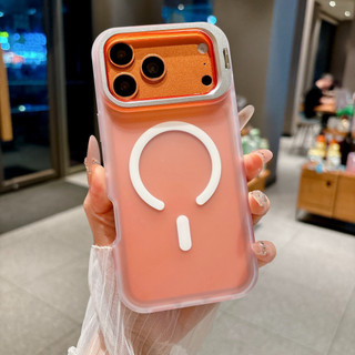 Ốp điện thoại từ tính mờ có giá đỡ ống kính cho iPhone 17 16 15 14 13 12 Pro Max 16 15 14 Plus Bảo vệ nút chống rơi bán trong suốt Vỏ đơn giản thời trang