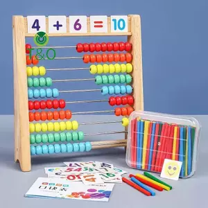 Đồ chơi đếm bằng gỗ Bàn tính giáo dục Montessori Đồ chơi toán học cho trẻ em Hạt đếm cầu vồng Bổ sung Hoạt động trừ Học tập [mới]