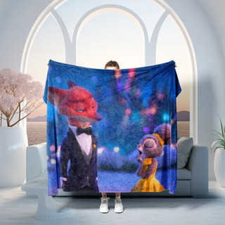 Chăn Flannel mềm mại, thoải mái và thoáng khí in hình một mặt Zootopia 2, Chăn giường ấm áp theo chủ đề hoạt hình, Thích hợp cho giấc ngủ và điều hòa không khí.