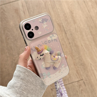 Ốp điện thoại chất liệu TPU + PU họa tiết kỳ lân cho iPhone 17 Pro max 16 Pro Unicorn