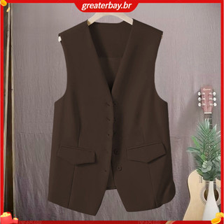 Áo Vest nữ Áo ghi lê nữ đi lại Áo ghi lê không tay cổ chữ V thời trang dành cho nữ mặc công sở Áo Vest phong cách công sở có túi màu trơn Quần áo mùa xuân mùa hè