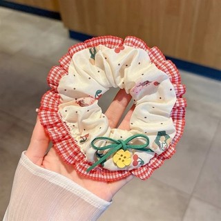 Meowu Cột tóc scrunchies nút nơ phối bèo caro